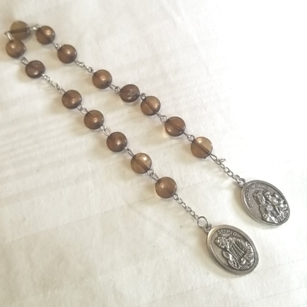 New Silver Brown Prayer Beads Bookmark Catholic